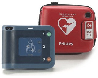 Philips HeartStart FRx AED and red carry case